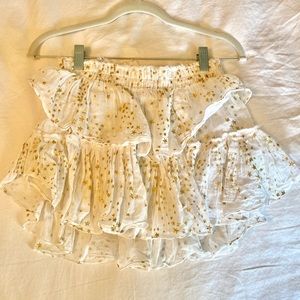 White LoveShackFancy Ruffle Mini Skirt